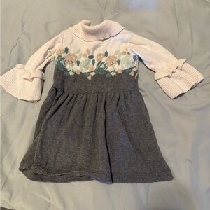 Janie and Jack Gray and Cream Floral Kids Dress